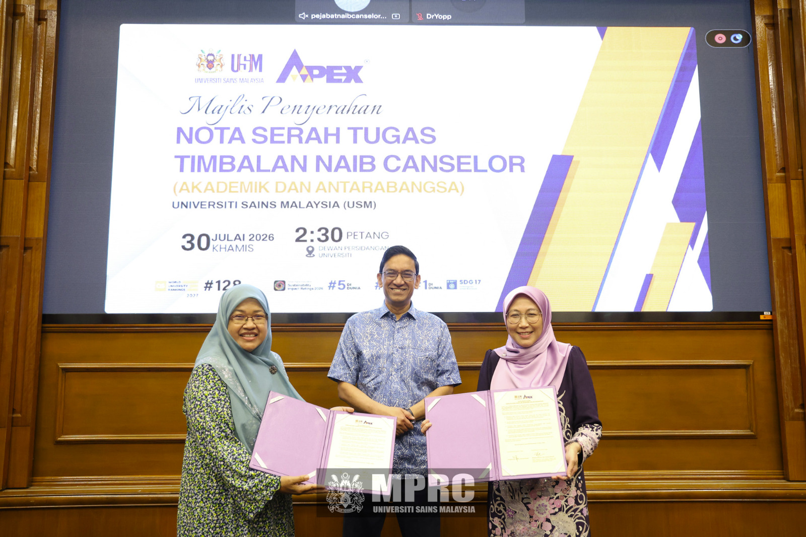Profesor Datin Dr. Noor Hazlina Ahmad dilantik sebagai Timbalan Naib Canselor Akademik dan Antarabangsa USM